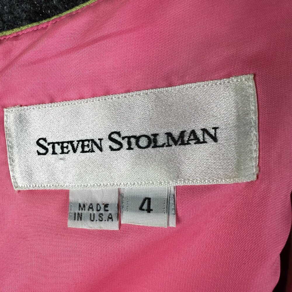Steven Stolman Dress Womens 4 Neon Sleeveless Back Zip Ribbon Tie Lined Preppy - Picture 5 of 6
